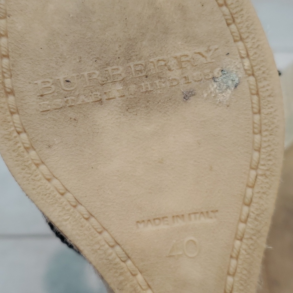Burberry Womens Leather Logo Print Espadrille Wedge Sandals Shoes sz EU 40/10 - Picture 11 of 13
